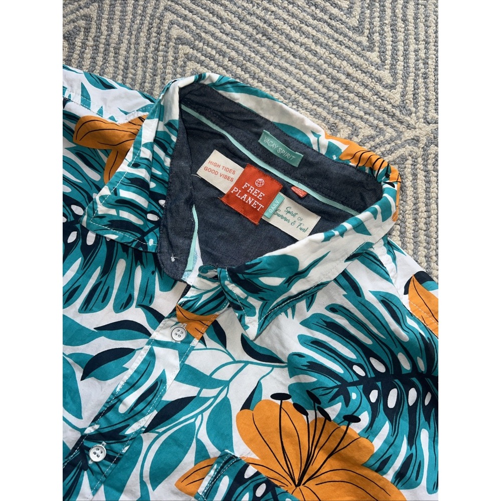 Free Planet Vacay Spirit Short Sleeve Button Floral‎ Shirt - Multicolor - 3X